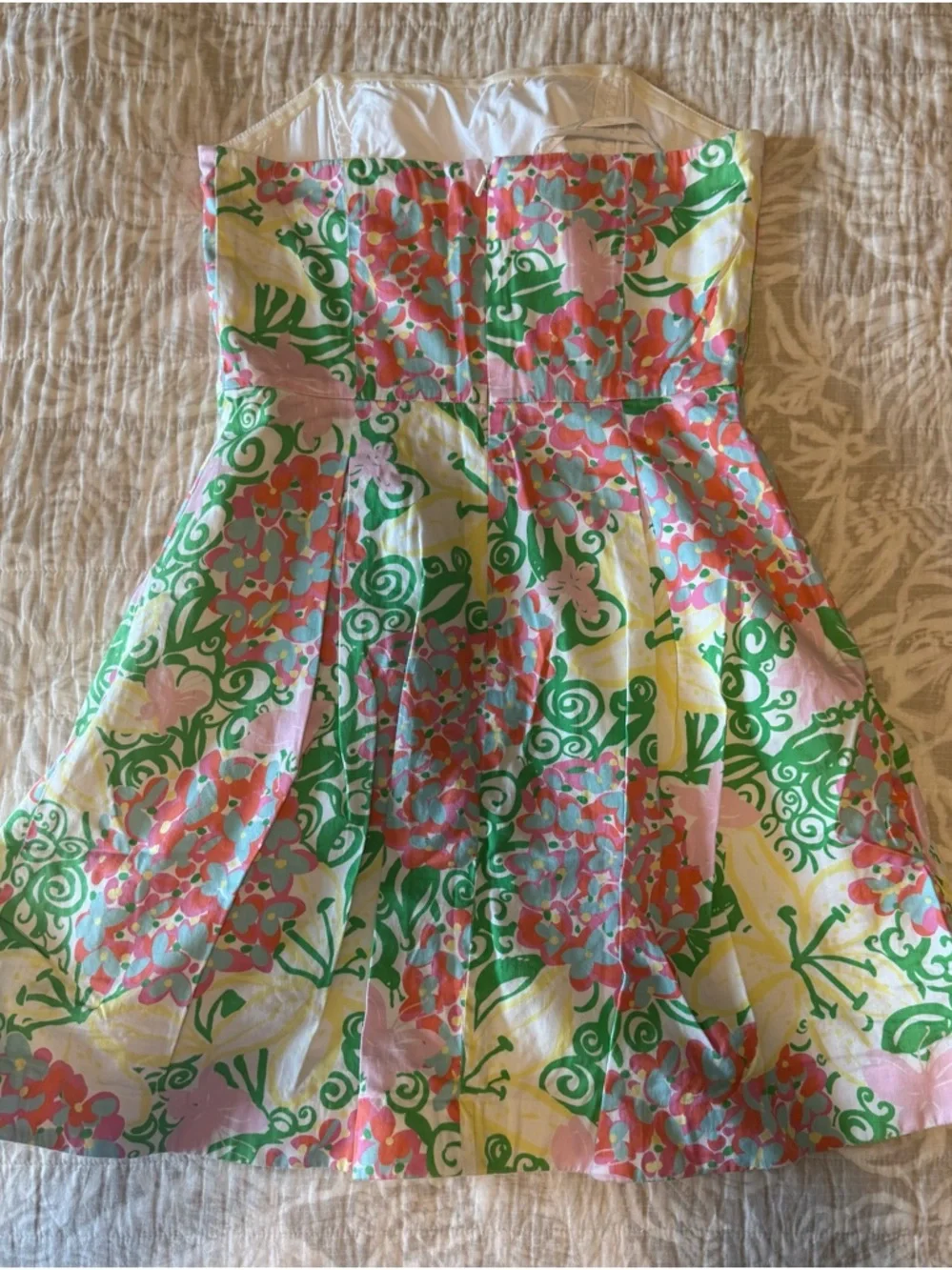 Lilly Pulitzer Strapless Floral Dress in Pink, Green, Yellow, Coral - Picture 2 of 10